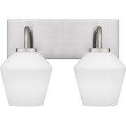 Quoizel Nielson 13.5in 2-Light Vanity Light | Transitional Brushed Nickel and Opal Etched Glass | Bathroom Vanity & Powder Room | Model NIE8613BN