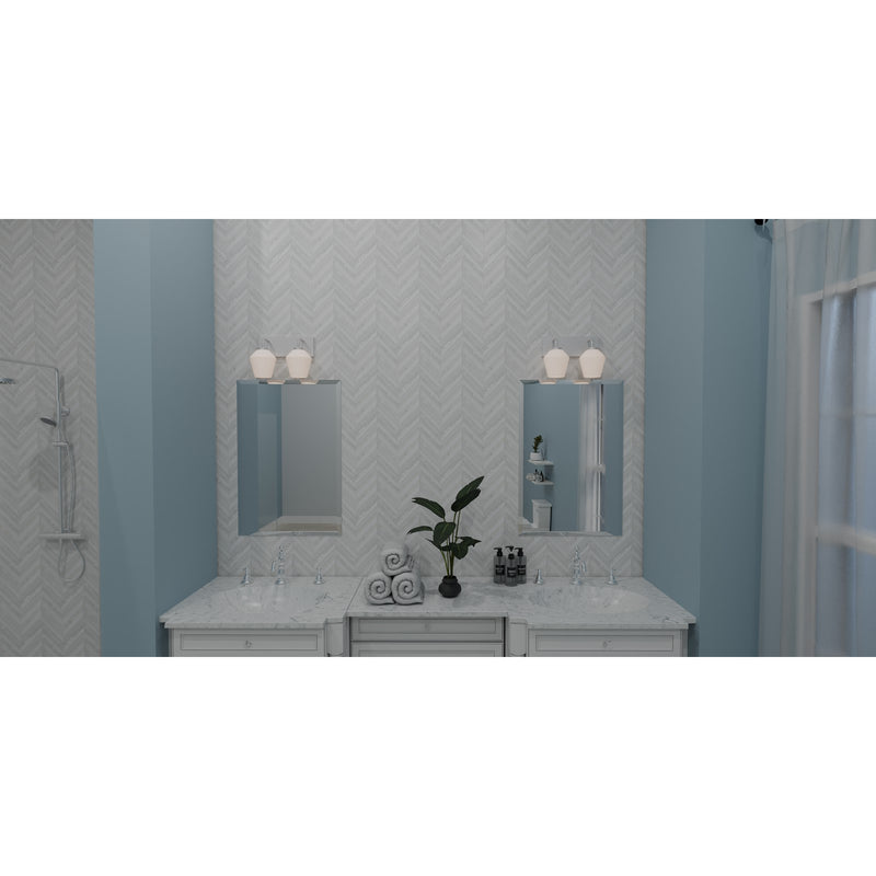 Quoizel Nielson 13.5in 2-Light Vanity Light | Transitional Brushed Nickel and Opal Etched Glass | Bathroom Vanity & Powder Room | Model NIE8613BN