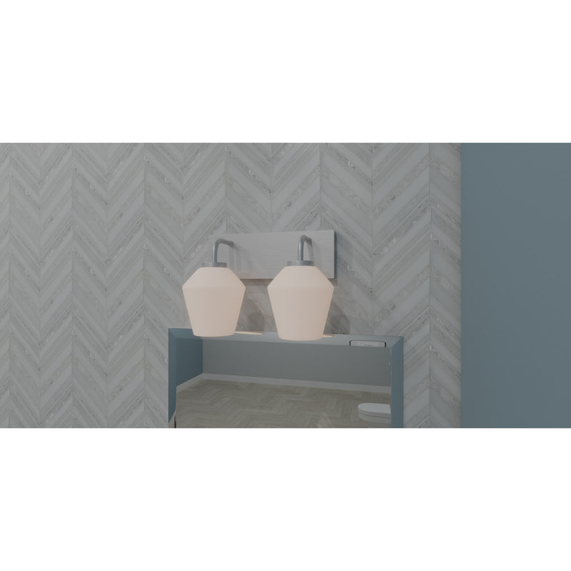 Quoizel Nielson 13.5in 2-Light Vanity Light | Transitional Brushed Nickel and Opal Etched Glass | Bathroom Vanity & Powder Room | Model NIE8613BN
