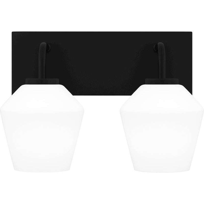 Quoizel Nielson 2 Light Bath Light, Matte Black/Opal Etched