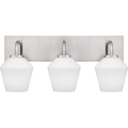 Quoizel Nielson 21.25in 3-Light Vanity Light | Transitional Brushed Nickel and Opal Etched Glass | Bathroom Vanity & Powder Room | Model NIE8621BN
