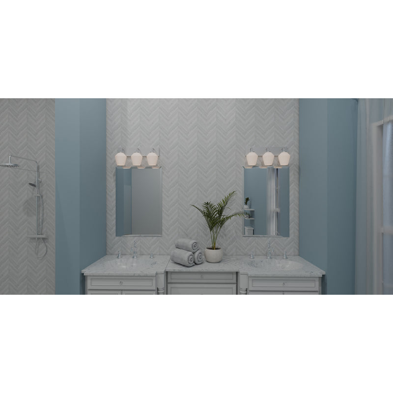 Quoizel Nielson 21.25in 3-Light Vanity Light | Transitional Brushed Nickel and Opal Etched Glass | Bathroom Vanity & Powder Room | Model NIE8621BN