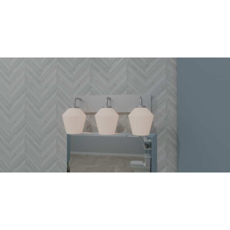 Quoizel Nielson 21.25in 3-Light Vanity Light | Transitional Brushed Nickel and Opal Etched Glass | Bathroom Vanity & Powder Room | Model NIE8621BN