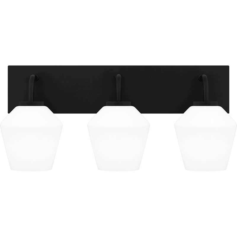 Quoizel Nielson 3 Light Bath Light, Matte Black/Opal Etched