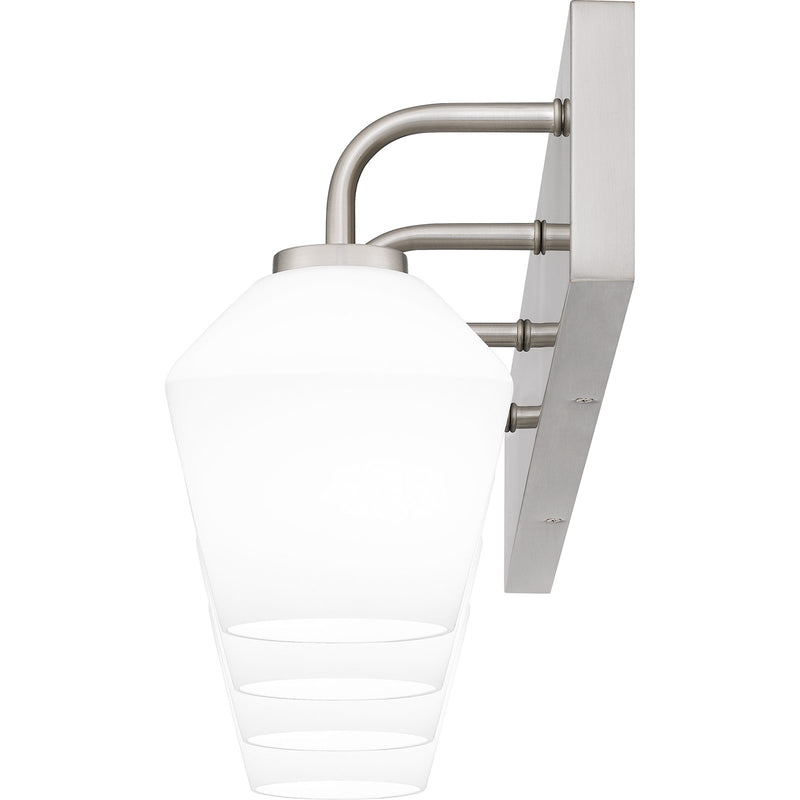 Quoizel Nielson 29in 4-Light Vanity Light | Transitional Brushed Nickel and Opal Etched Glass | Bathroom Vanity | Model NIE8629BN
