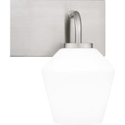 Quoizel Nielson 29in 4-Light Vanity Light | Transitional Brushed Nickel and Opal Etched Glass | Bathroom Vanity | Model NIE8629BN