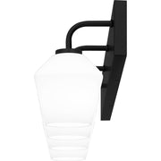 Quoizel Nielson 29in 4-Light Vanity Light | Transitional Matte Black and Opal Etched Glass | Bathroom Vanity | Model NIE8629MBK
