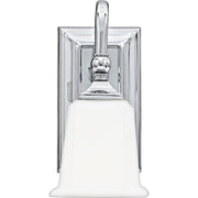 Quoizel Nicholas 10in 1-Light Wall Sconce | Mid-Century Polished Chrome and Opal Etched Glass | Bedroom & Hallway | 5 x 7 x 10 in | Model NL8601C