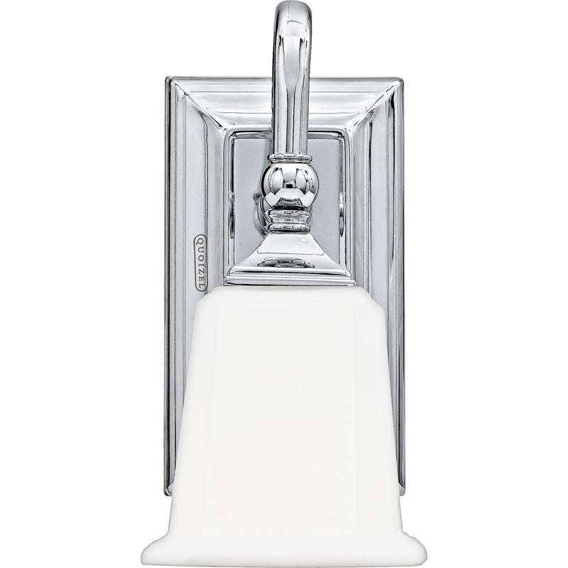 Quoizel Nicholas 10in 1-Light Wall Sconce | Mid-Century Polished Chrome and Opal Etched Glass | Bedroom & Hallway | 5 x 7 x 10 in | Model NL8601C