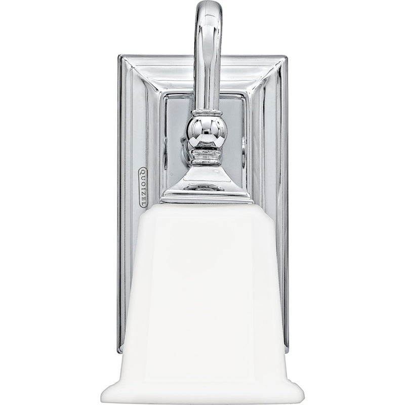 Quoizel Nicholas 10in 1-Light Wall Sconce | Mid-Century Polished Chrome and Opal Etched Glass | Bedroom & Hallway | 5 x 7 x 10 in | Model NL8601C