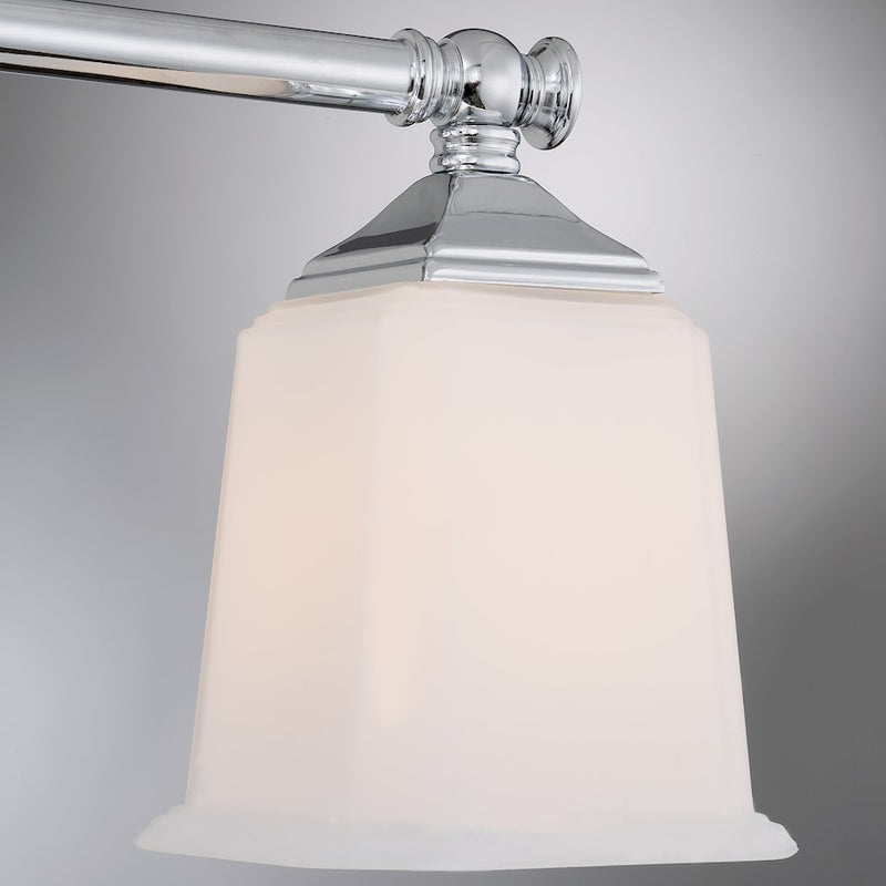 Quoizel Nicholas 15in 2-Light Vanity Light | Mid-Century Polished Chrome and Opal Etched Glass | Bathroom Vanity & Powder Room | Model NL8602C