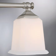 Quoizel Nicholas 30in 4-Light Vanity Light | Mid-Century Brushed Nickel and Opal Etched Glass | Bathroom Vanity | 30.5 x 7 x 10 in | Model NL8604BN