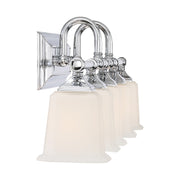 Quoizel Nicholas 42in 5-Light Vanity Light | Mid-Century Polished Chrome and Opal Etched Glass | Bathroom Vanity | 41.75 x 7 x 10 in | Model NL8605C