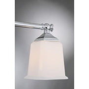 Quoizel Nicholas 42in 5-Light Vanity Light | Mid-Century Polished Chrome and Opal Etched Glass | Bathroom Vanity | 41.75 x 7 x 10 in | Model NL8605C
