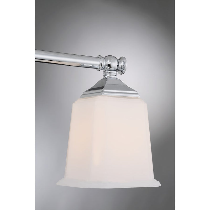 Quoizel Nicholas 42in 5-Light Vanity Light | Mid-Century Polished Chrome and Opal Etched Glass | Bathroom Vanity | 41.75 x 7 x 10 in | Model NL8605C