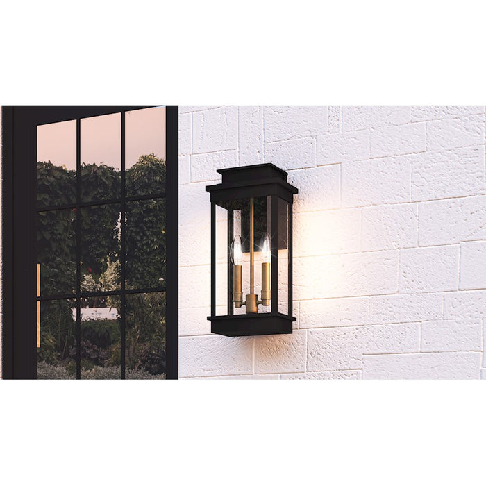 Quoizel Noelle 2 Light Outdoor Lantern, Black/Clear Panel Side