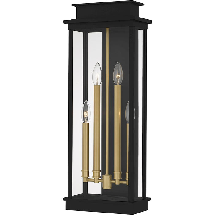 Quoizel Noelle 4Lt Outdoor Lantern, Black/Clear/Clear Panel Side - NOE8410MBK