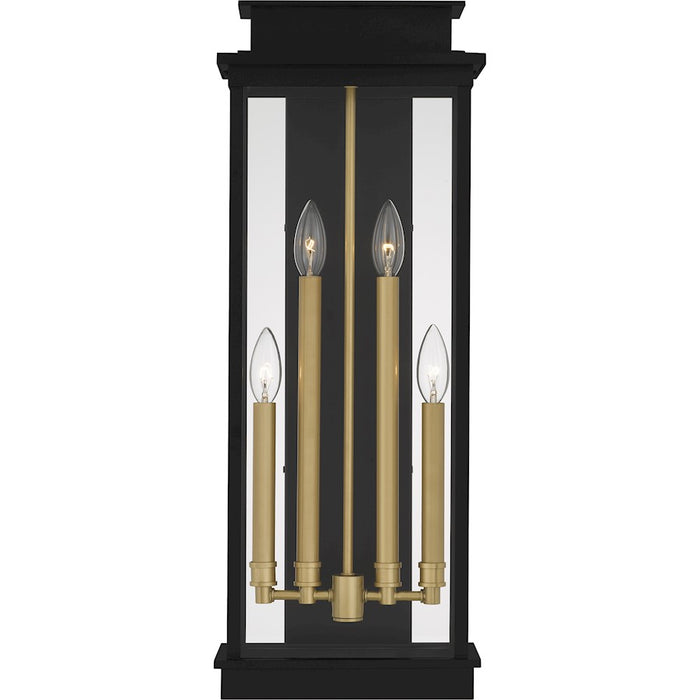 Quoizel Noelle 4Lt Outdoor Lantern, Black/Clear/Clear Panel Side