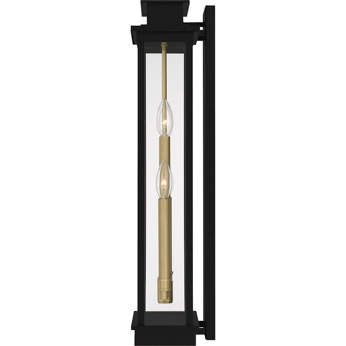Quoizel Noelle 4Lt Outdoor Lantern, Black/Clear/Clear Panel Side