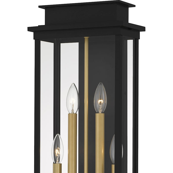 Quoizel Noelle 4Lt Outdoor Lantern, Black/Clear/Clear Panel Side