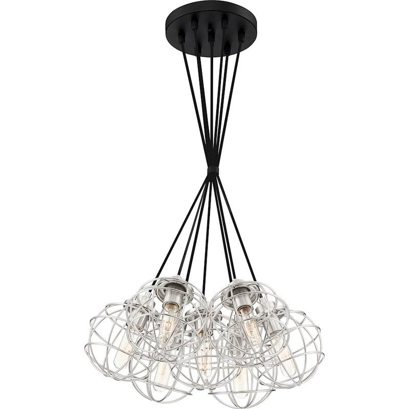 Quoizel Navigator 7 Light Steel Pendant, Earth Black