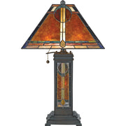 Quoizel San Gabriel 23in 2-Light Table Lamp | Southwestern Valiant Bronze and Mica Shade | Living Room & Bedroom | Model NX615TVA