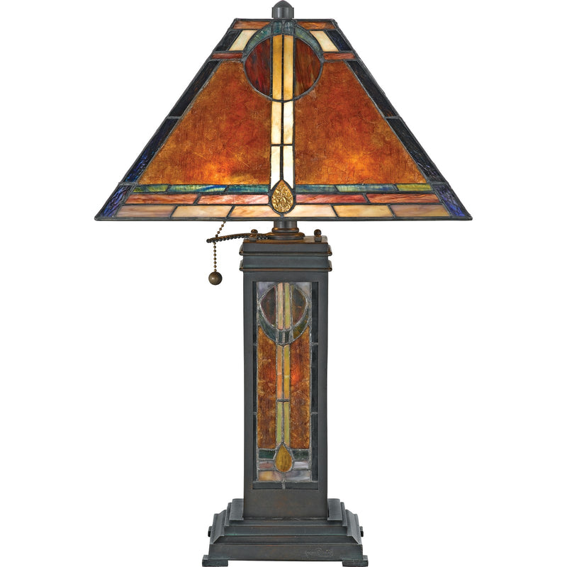 Quoizel San Gabriel 23in 2-Light Table Lamp | Southwestern Valiant Bronze and Mica Shade | Living Room & Bedroom | Model NX615TVA