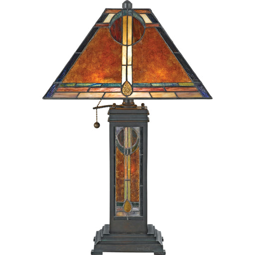 Quoizel San Gabriel 23in 2-Light Table Lamp | Southwestern Valiant Bronze and Mica Shade | Living Room & Bedroom | Model NX615TVA