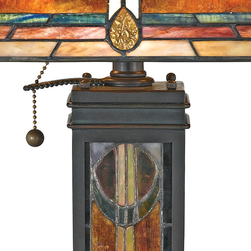Quoizel San Gabriel 23in 2-Light Table Lamp | Southwestern Valiant Bronze and Mica Shade | Living Room & Bedroom | Model NX615TVA