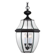 Quoizel Newbury 21in 3-Light Outdoor Lantern | Classic Mystic Black Brass and Clear Beveled Glass | Front Door & Porch | Model NY1179K