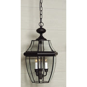 Quoizel Newbury 21in 3-Light Outdoor Lantern | Classic Mystic Black Brass and Clear Beveled Glass | Front Door & Porch | Model NY1179K