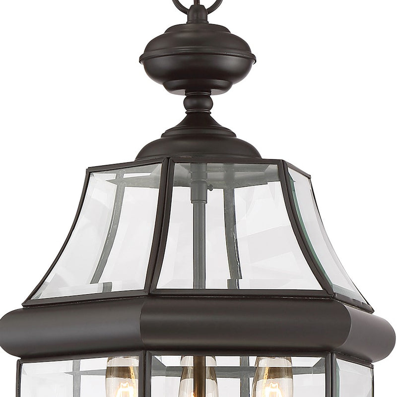 Quoizel Newbury 21in 3-Light Outdoor Lantern | Classic Medici Bronze Brass and Clear Beveled Glass | Front Door & Porch | Model NY1179Z