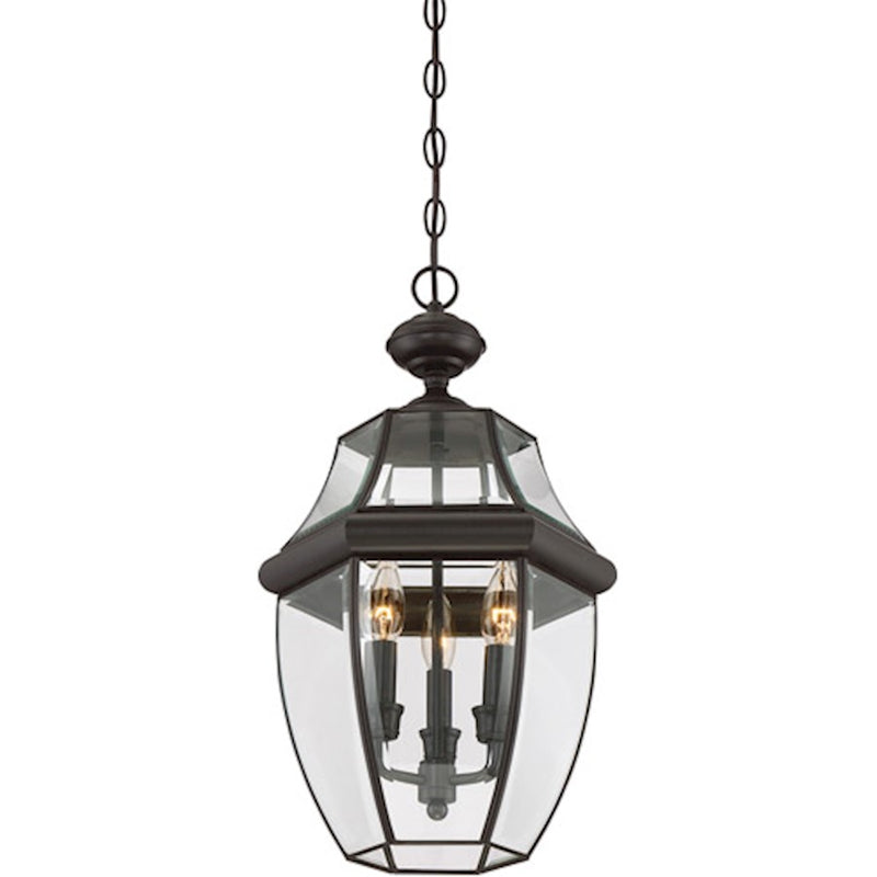 Quoizel Newbury 21in 3-Light Outdoor Lantern | Classic Medici Bronze Brass and Clear Beveled Glass | Front Door & Porch | Model NY1179Z