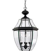 Quoizel Newbury 16in 4-Light Outdoor Hanging Lantern | Classic Mystic Black Brass and Clear Beveled Glass | Front Porch & Entryway | Model NY1180K