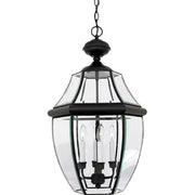 Quoizel Newbury 16in 4-Light Outdoor Hanging Lantern | Classic Mystic Black Brass and Clear Beveled Glass | Front Porch & Entryway | Model NY1180K