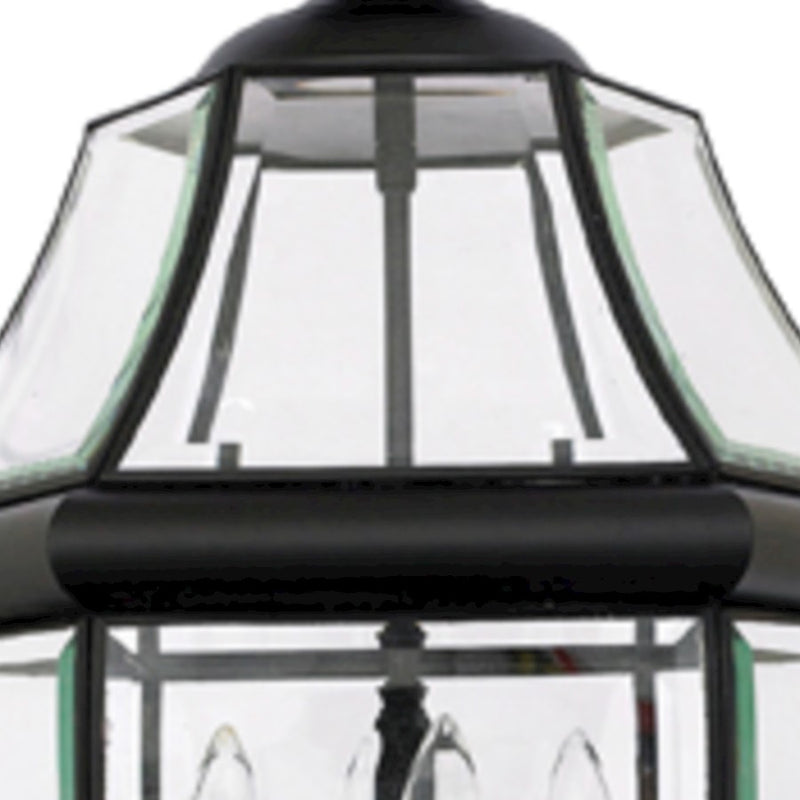 Quoizel Newbury 16in 4-Light Outdoor Hanging Lantern | Classic Mystic Black Brass and Clear Beveled Glass | Front Porch & Entryway | Model NY1180K