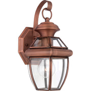 Quoizel Newbury 11.5in 1-Light Outdoor Wall Lantern | Traditional Aged Copper and Clear Glass | Front Door & Porch | Model NY8315AC