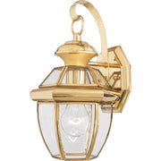 Quoizel Newbury 11.5in 1-Light Outdoor Wall Lantern | Traditional Polished Brass and Clear Glass | Front Door & Porch | Model NY8315B