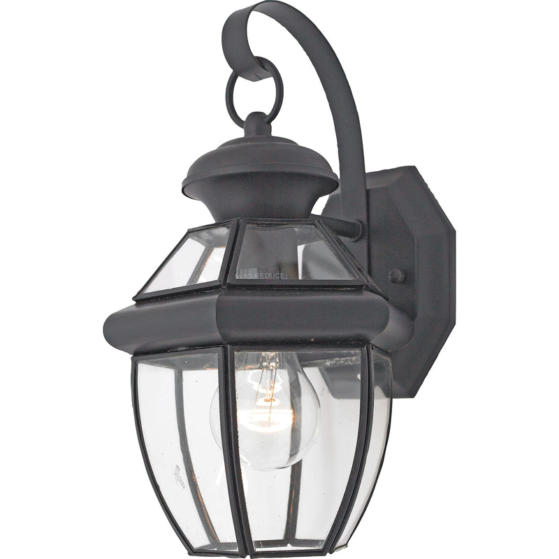 Quoizel Newbury 11.5in 1-Light Outdoor Wall Lantern | Traditional Mystic Black and Clear Glass | Front Door & Porch | Model NY8315K