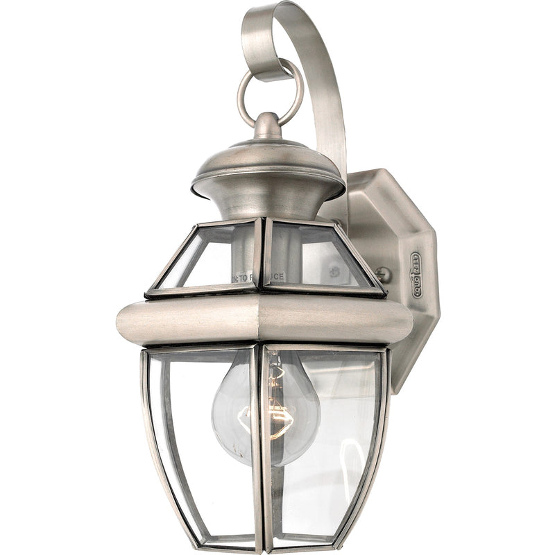 Quoizel Newbury 12.5in 1-Light Outdoor Wall Lantern | Traditional Pewter and Clear Glass | Front Door & Porch | 7 x 6.75 x 12.5 in | Model NY8315P