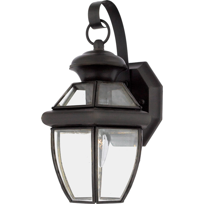 Quoizel Newbury 7in 1-Light Outdoor Wall Lantern | Traditional Medici Bronze and Clear Glass | Front Door & Porch | 7 x 6.75 x 11.5 in | Model NY8315Z