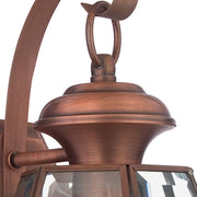 Quoizel Newbury 8in 1-Light Outdoor Wall Lantern | Traditional Aged Copper and Clear Beveled Glass | Front Door & Porch | Model NY8316AC