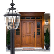 Quoizel Newbury 8in 1-Light Outdoor Wall Lantern | Traditional Medici Bronze and Clear Beveled Glass | Front Door & Porch | Model NY8316Z