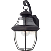 Quoizel Newbury 8in 1-Light Outdoor Wall Lantern | Traditional Medici Bronze and Clear Beveled Glass | Front Door & Porch | Model NY8316Z