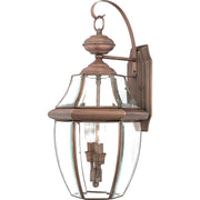 Quoizel Newbury 10in 2-Light Outdoor Wall Lantern | Traditional Aged Copper and Clear Beveled Glass | Front Door & Porch | Model NY8317AC