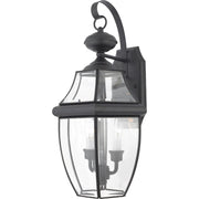 Quoizel Newbury 20in 2-Light Outdoor Wall Lantern | Traditional Mystic Black and Clear Beveled Glass | Front Door & Porch | Model NY8317K