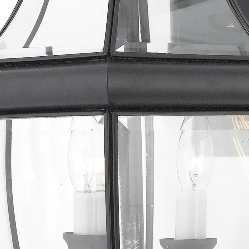 Quoizel Newbury 20in 2-Light Outdoor Wall Lantern | Traditional Mystic Black and Clear Beveled Glass | Front Door & Porch | Model NY8317K