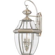Quoizel Newbury 20in 2-Light Outdoor Wall Lantern | Traditional Pewter and Clear Beveled Glass | Front Door & Porch | Model NY8317P
