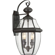 Quoizel Newbury 20in 2-Light Outdoor Wall Lantern | Traditional Medici Bronze and Clear Beveled Glass | Front Door & Porch | Model NY8317Z