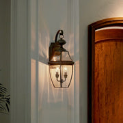 Quoizel Newbury 20in 2-Light Outdoor Wall Lantern | Traditional Medici Bronze and Clear Beveled Glass | Front Door & Porch | Model NY8317Z